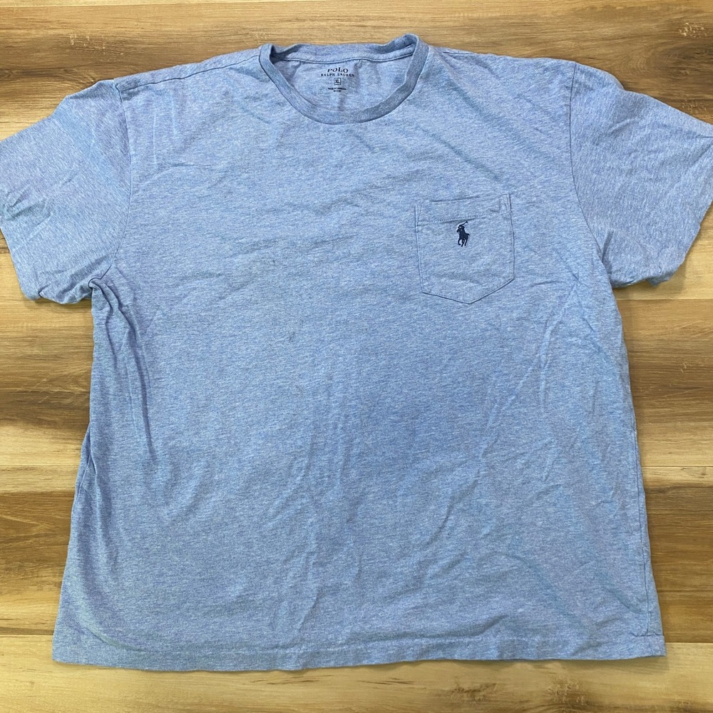 Polo Ralph Lauren T-Shirt XL Pocket Tee Cotton Relaxed Light Blue Heather